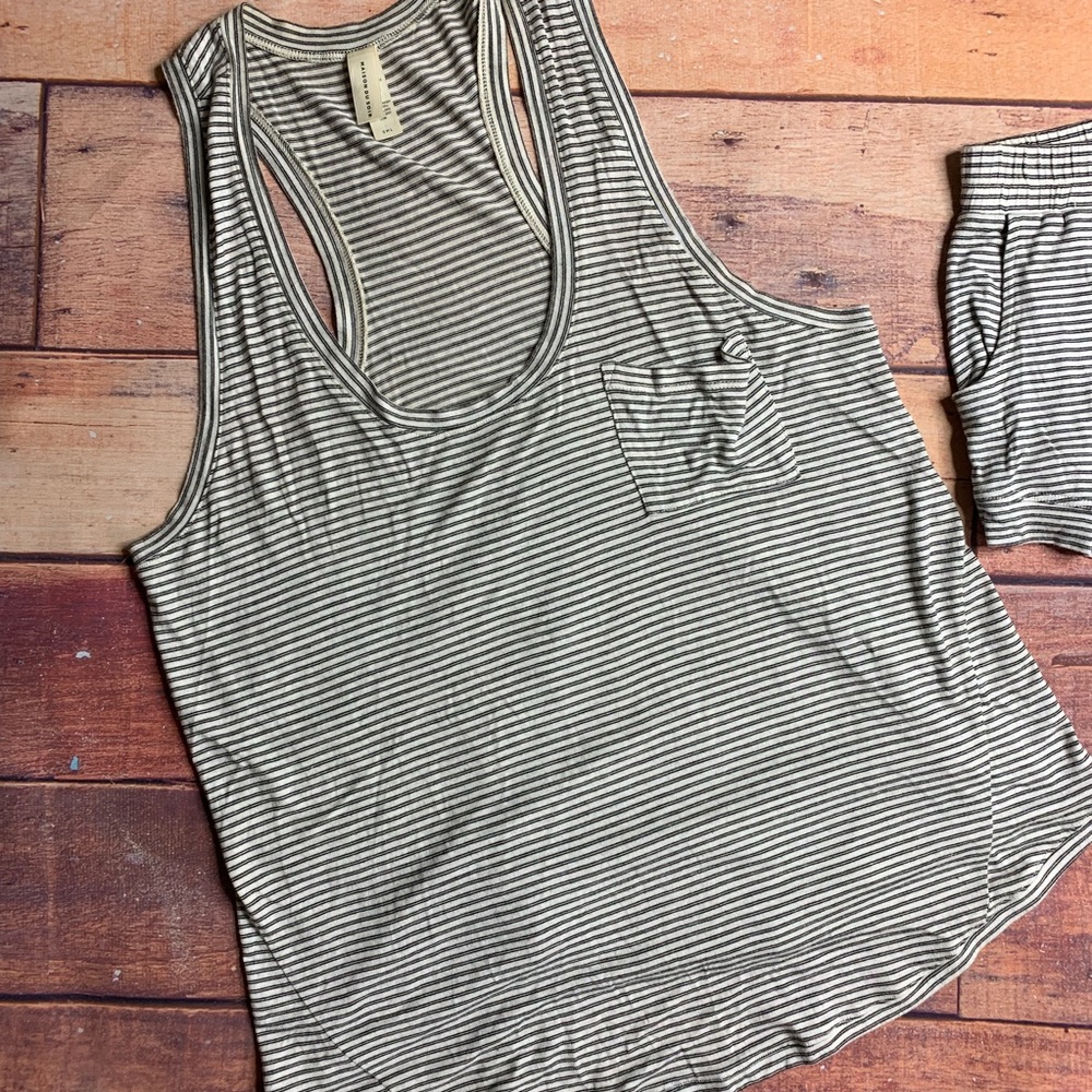 Maison Du Soir Pajama Set Heather Grey Striped - image 3